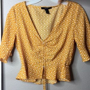 Forever 21 mustard yellow tie blouse sz small